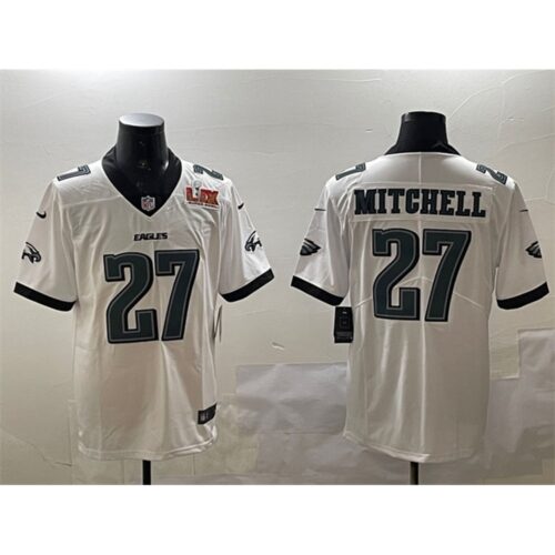 686144db1a4c7_1 Men's Philadelphia Eagles #27 Quinyon Mitchell White 2025 Super Bowl LIX Patch New Vapor Untouchable Limited Stitched Football Jersey