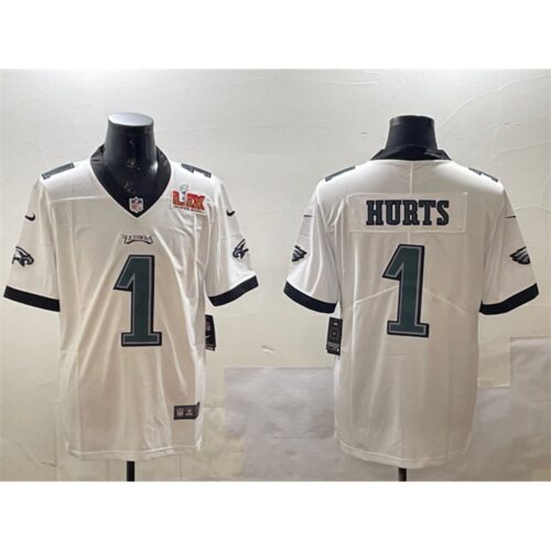 686144e1e153e_1 Men's Philadelphia Eagles #1 Jalen Hurts White 2025 Super Bowl LIX Patch Vapor Untouchable Limited Stitched Football Jersey