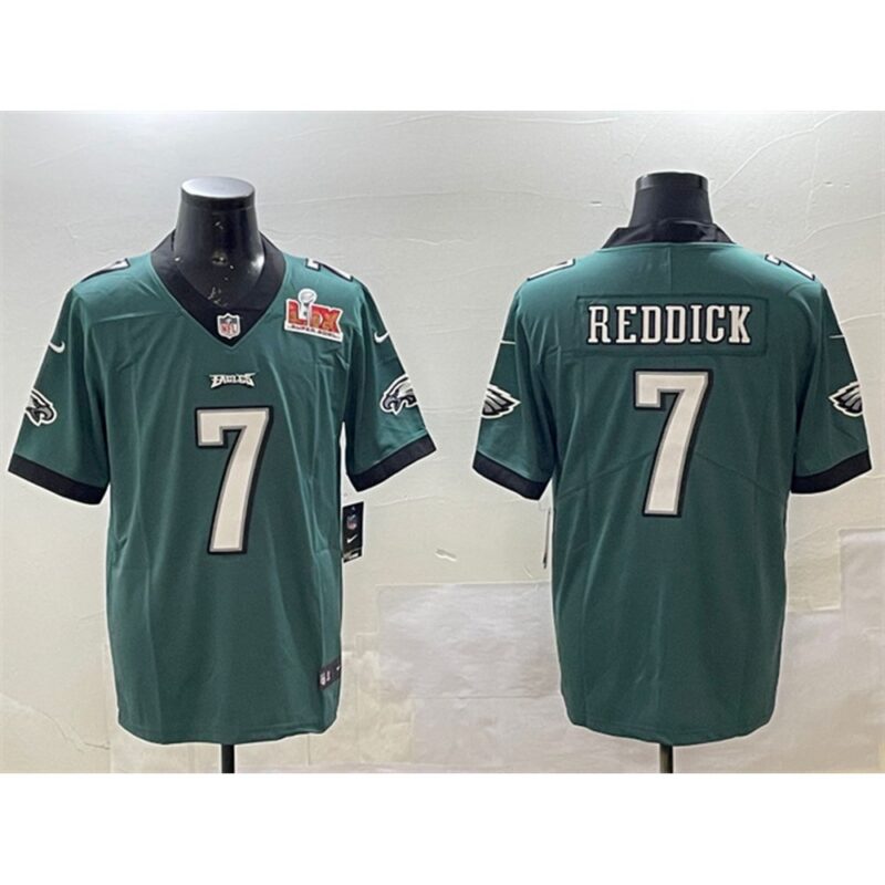686144e407065_1 Men's Philadelphia Eagles #7 Haason Reddick Green 2025 Super Bowl LIX Patch Vapor Untouchable Limited Stitched Football Jersey