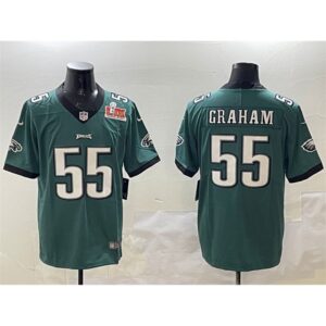 686144e62a3be_1 Men's Philadelphia Eagles #55 Brandon Graham Green 2025 Super Bowl LIX Patch Vapor Untouchable Limited Stitched Football Jersey