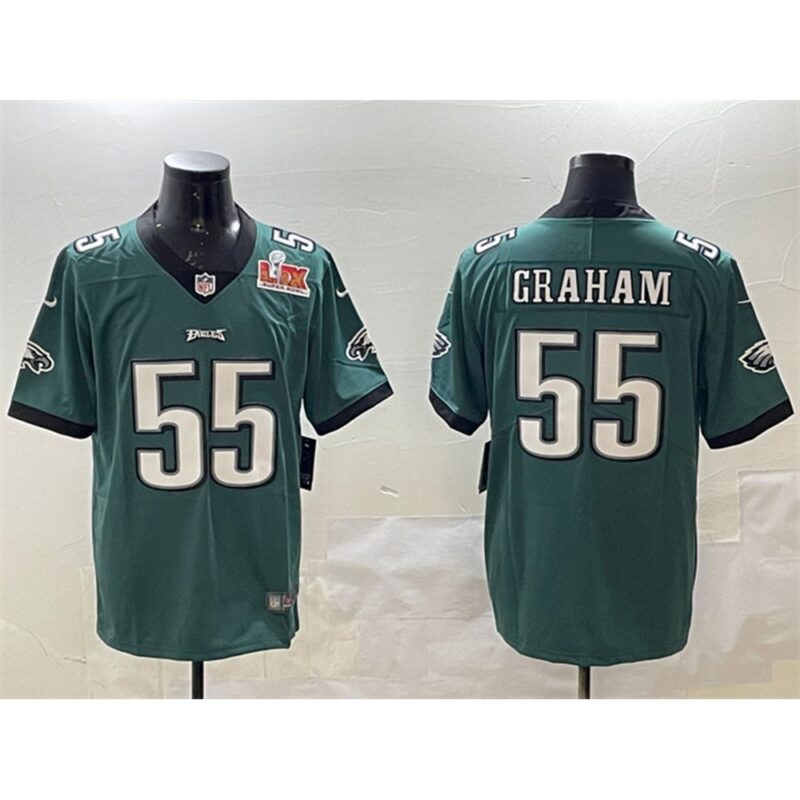686144e62a3be_1 Men's Philadelphia Eagles #55 Brandon Graham Green 2025 Super Bowl LIX Patch Vapor Untouchable Limited Stitched Football Jersey