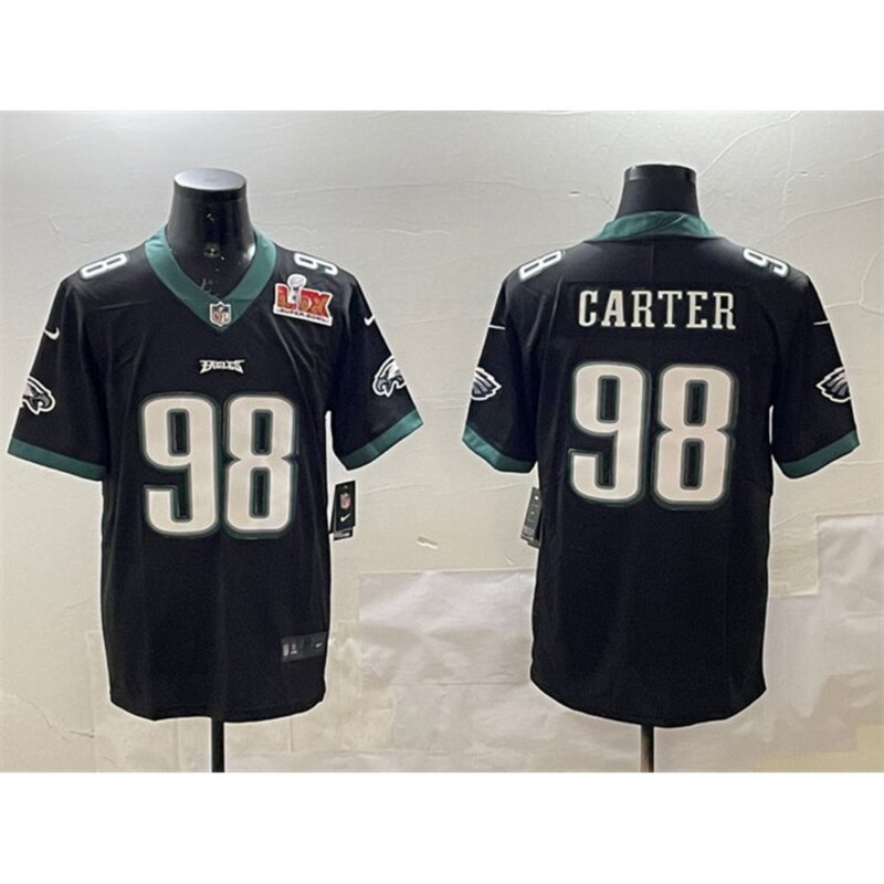 686144ed21517_1 Men's Philadelphia Eagles #98 Jalen Carter Black 2025 Super Bowl LIX Patch Vapor Untouchable Limited Stitched Football Jersey