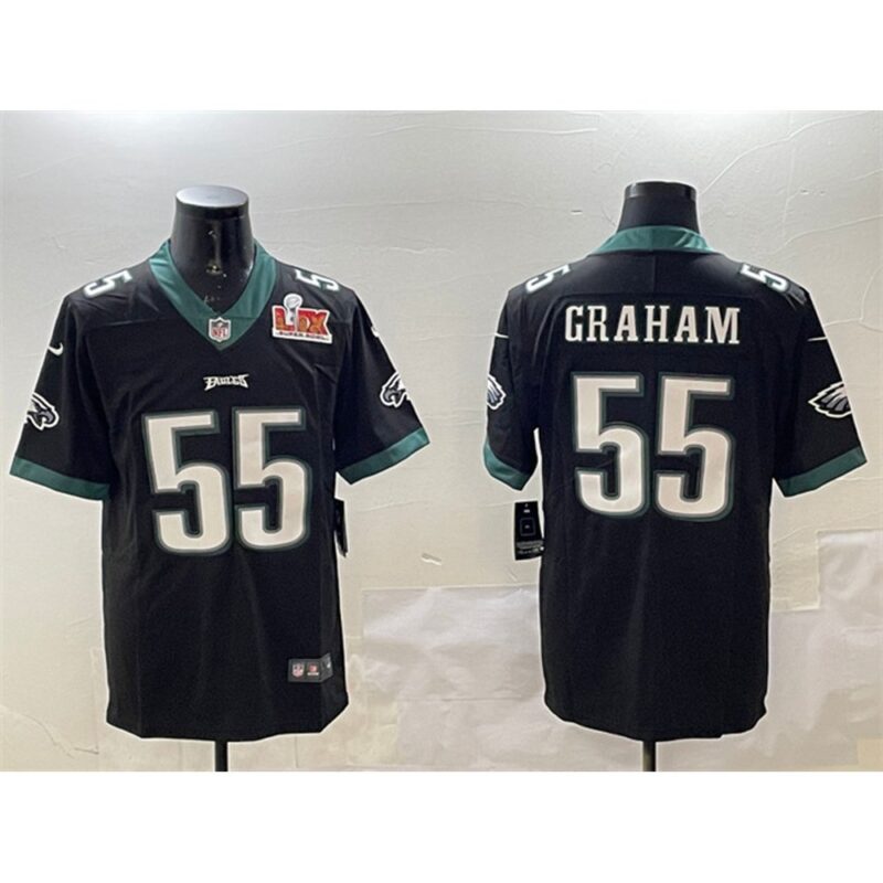 686144f3de510_1 Men's Philadelphia Eagles #55 Brandon Graham Black 2025 Super Bowl LIX Patch Vapor Untouchable Limited Stitched Football Jersey