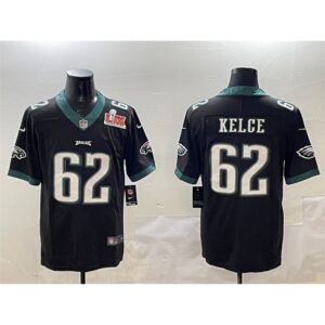 686144f61fbff_1 Men's Philadelphia Eagles #62 Jason Kelce Black 2025 Super Bowl LIX Patch Vapor Untouchable Limited Stitched Football Jersey