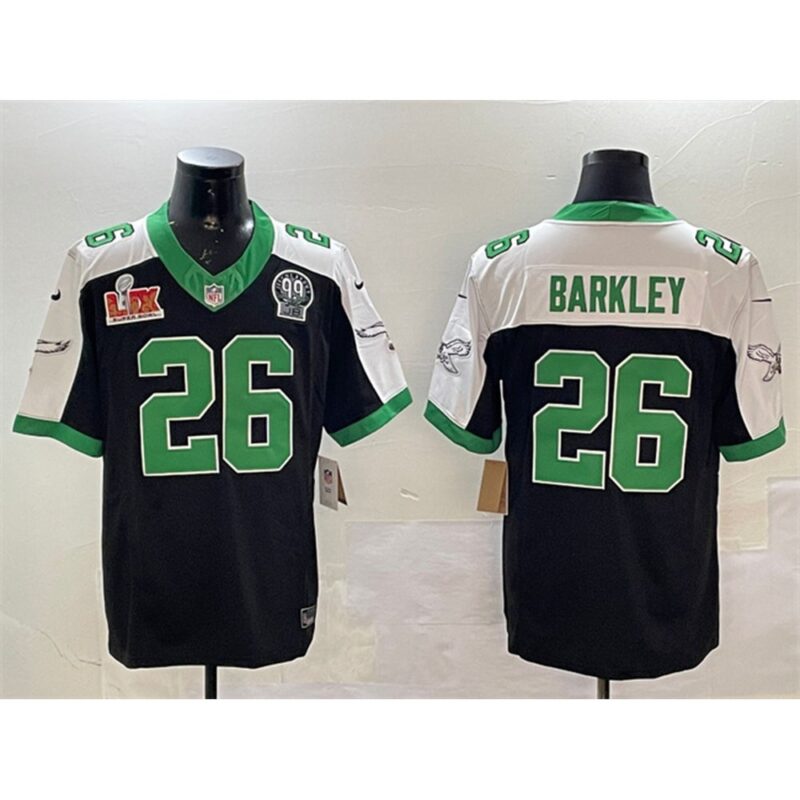 686144ff894fd_1 Men's Philadelphia Eagles #26 Saquon Barkley Black 2025 Super Bowl LIX Patch And Jerome Brown Patch F.U.S.E. Alternate Stitched Football Jersey