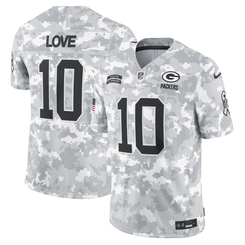 68614548a4faf_1 Men's Green Bay Packers #10 Jordan Love Arctic Camo 2024 Salute to Service Limited Jersey