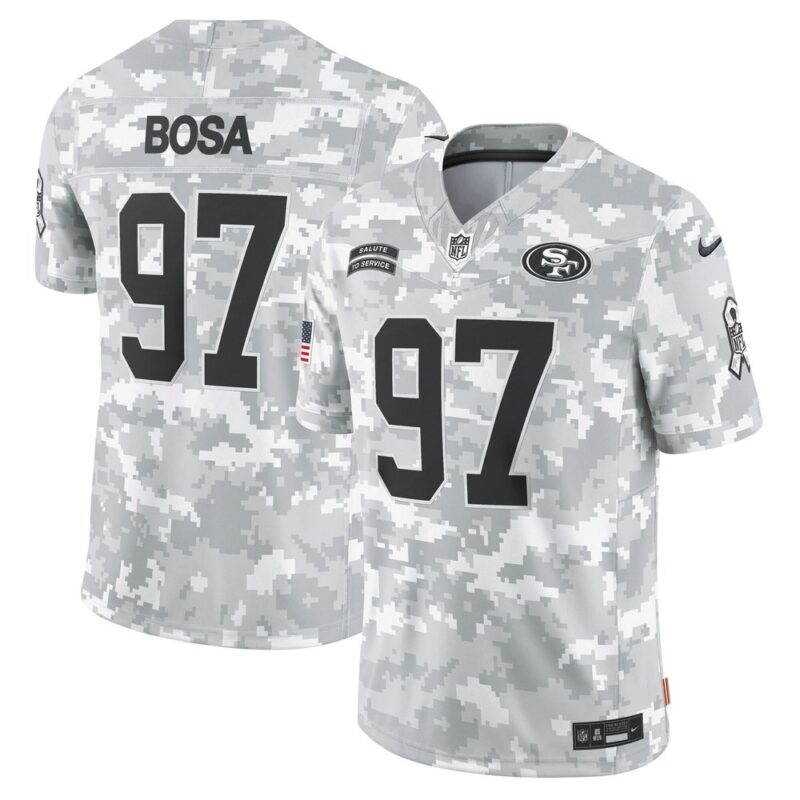 6861457119699_1 Men's San Francisco 49ers Nick Bosa Arctic Camo 2024 Salute to Service Limited Jersey