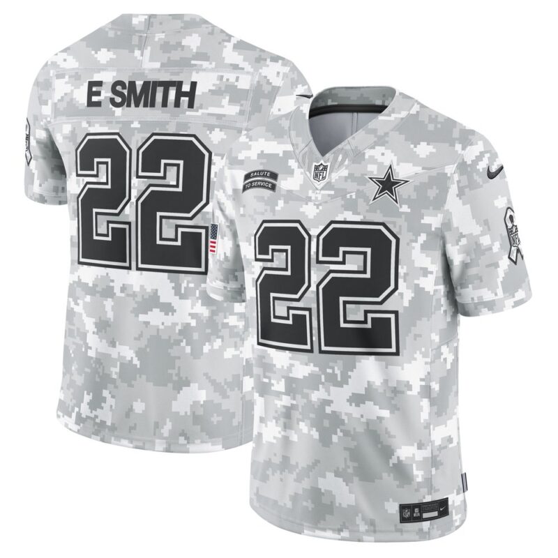 6861459bd10f8_1 Men's Dallas Cowboys Emmitt Smith Arctic Camo 2024 Salute to Service Retired Player Limited Jersey