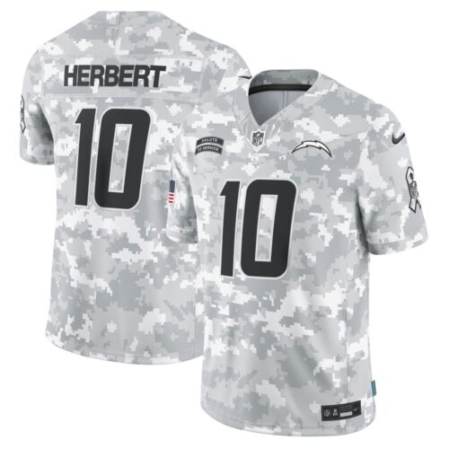 686145cdbfab6_1 Men's Los Angeles Chargers Justin Herbert Arctic Camo 2024 Salute to Service Limited Jersey