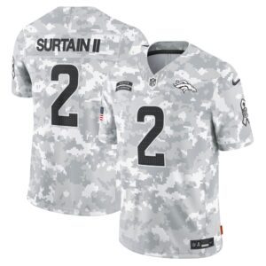 686145dded53b_1 Men's Denver Broncos Patrick Surtain II Arctic Camo 2024 Salute to Service Limited Jersey