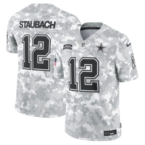 686145e445d9a_1 Men's Dallas Cowboys Roger Staubach Arctic Camo 2024 Salute to Service Retired Player Limited Jersey
