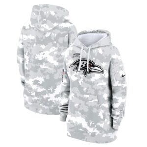 686156148c8db_1 Women's Baltimore Ravens Arctic Camo 2024 Salute To Service Club Fleece Pullover Hoodie