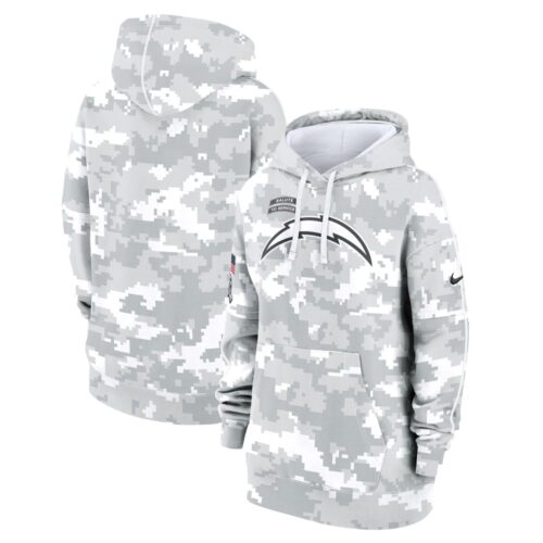 68615627a9b38_1 Women's Los Angeles Chargers Arctic Camo 2024 Salute To Service Club Fleece Pullover Hoodie