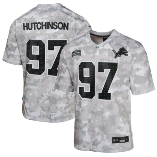 686156782d489_1 Youth Detroit Lions #97 Aidan Hutchinson Arctic Camo 2024 Salute to Service Game Jersey