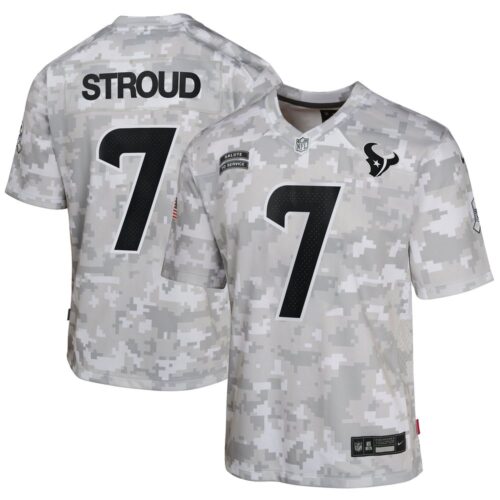 686156cec7319_1 Youth Houston Texans C.J. Stroud Arctic Camo 2024 Salute to Service Game Jersey