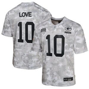686156d167b0e_1 Youth Green Bay Packers #10 Jordan Love Arctic Camo 2024 Salute to Service Game Jersey