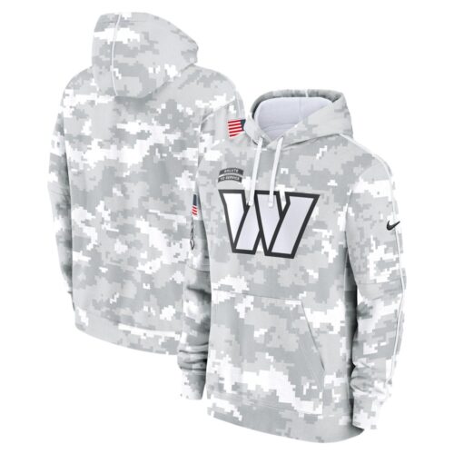 686156e0df40c_1 Youth Washington Commanders White/Gray 2024 Salute To Service Pullover Hoodie