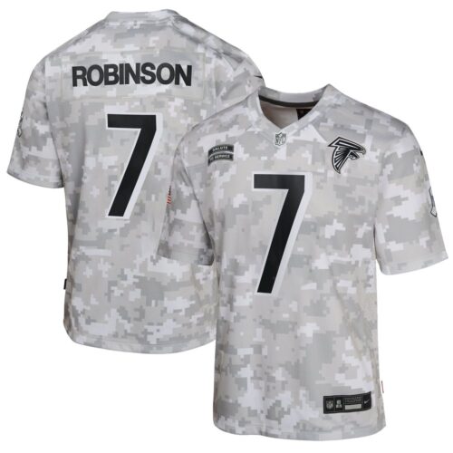 686156fceb946_1 Youth Atlanta Falcons Bijan Robinson Arctic Camo 2024 Salute to Service Game Jersey