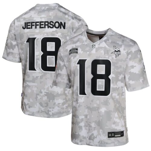 6861571cab996_1 Youth Minnesota Vikings Justin Jefferson Arctic Camo 2024 Salute to Service Game Jersey