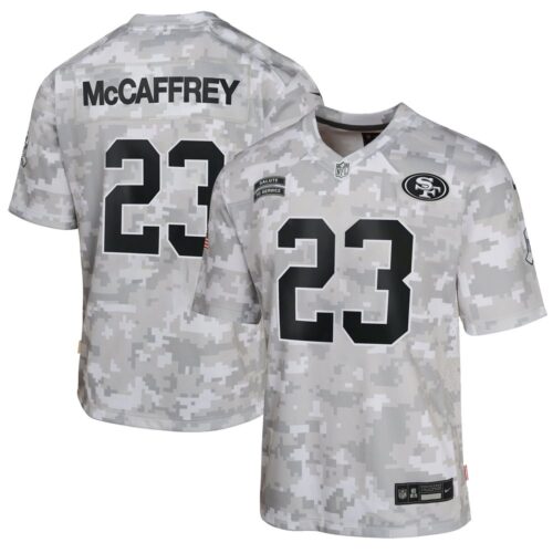 6861571fa947a_1 Youth San Francisco 49ers Christian McCaffrey Arctic Camo 2024 Salute to Service Game Jersey
