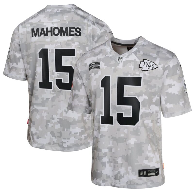 6861572a03618_1 Youth Kansas City Chiefs #15 Patrick Mahomes Arctic Camo 2024 Salute to Service Game Jersey