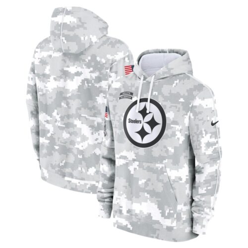 6861572f4aa65_1 Youth Pittsburgh Steelers White/Gray 2024 Salute To Service Pullover Hoodie