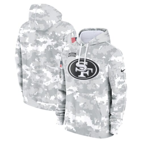 686157326f8f5_1 Youth San Francisco 49ers White/Gray 2024 Salute To Service Pullover Hoodie
