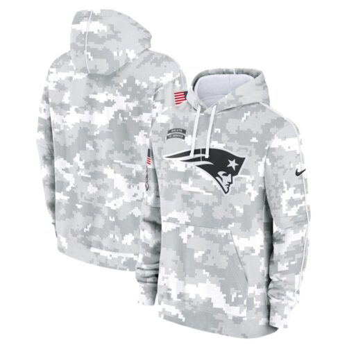 6861573ae6665_1 Youth New England Patriots White/Gray 2024 Salute To Service Pullover Hoodie