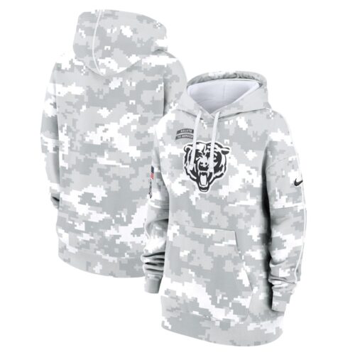 686157454269e_1 Women's Chicago Bears Arctic Camo 2024 Salute To Service Club Fleece Pullover Hoodie
