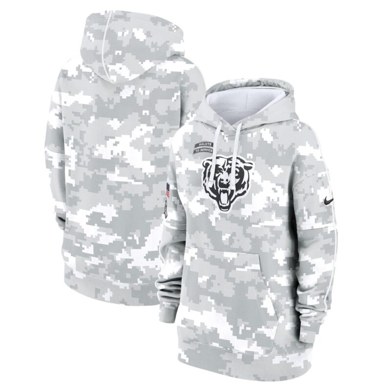 686157454269e_1 Women's Chicago Bears Arctic Camo 2024 Salute To Service Club Fleece Pullover Hoodie