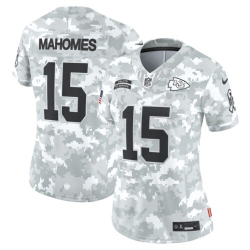 68615747d819e_1 Women's Kansas City Chiefs #15 Patrick Mahomes Arctic Camo 2024 Salute to Service Limited Jersey