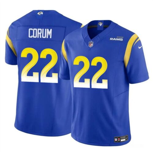 686157b51e307_1 Youth Los Angeles Rams #22 Blake Corum Blue 2024 Draft F.U.S.E Vapor Untouchable Stitched Football Jersey