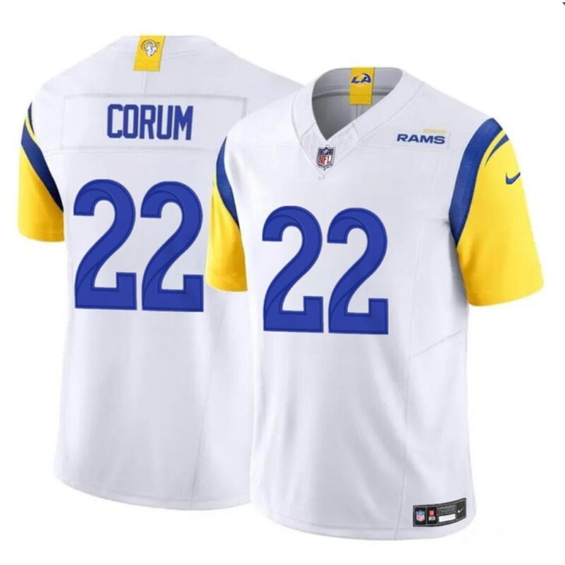 686157b780a80_1 Youth Los Angeles Rams #22 Blake Corum White 2024 Draft F.U.S.E Vapor Untouchable Stitched Football Jersey