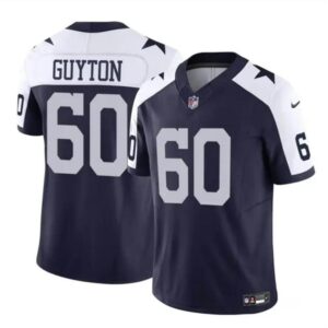 686157ce1efe1_1 Youth Dallas Cowboys #60 Tyler Guyton Navy/White 2024 Draft F.U.S.E Thanksgiving Vapor Untouchable Limited Stitched Football Jersey
