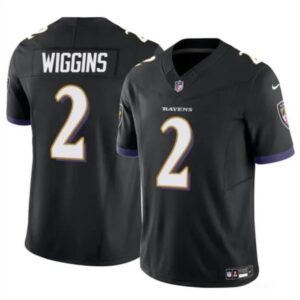 686157ed42593_1 Youth Baltimore Ravens #2 Nate Wiggins Black 2024 Draft F.U.S.E Vapor Limited Football Jersey