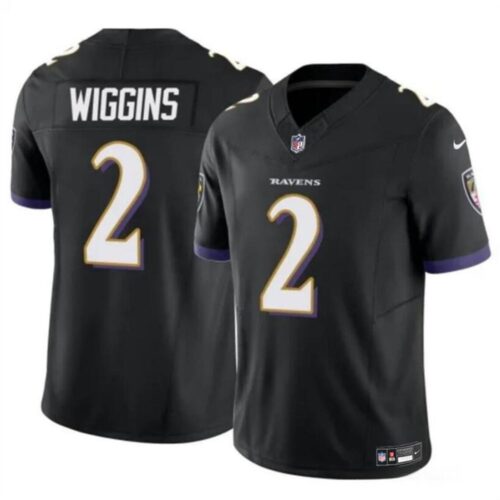 686157ed42593_1 Youth Baltimore Ravens #2 Nate Wiggins Black 2024 Draft F.U.S.E Vapor Limited Football Jersey