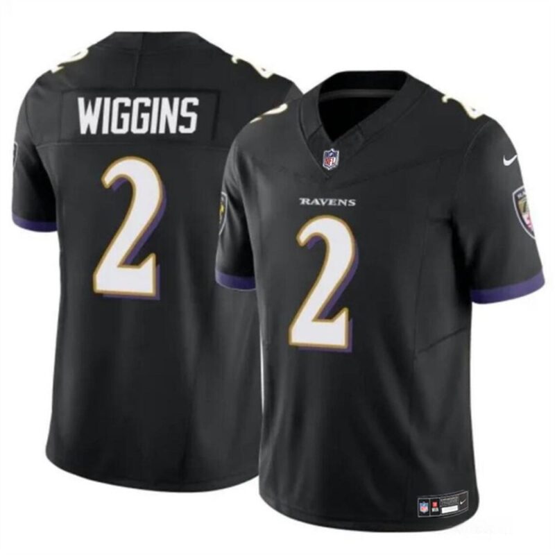 686157ed42593_1 Youth Baltimore Ravens #2 Nate Wiggins Black 2024 Draft F.U.S.E Vapor Limited Football Jersey