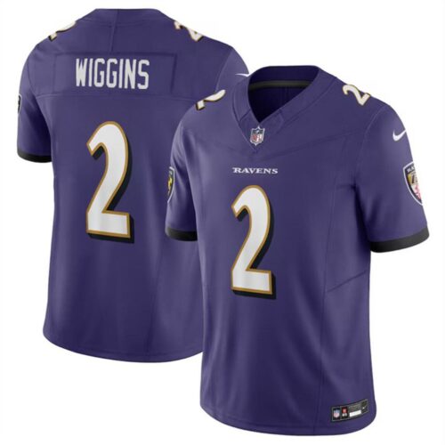 686157efc0d6a_1 Youth Baltimore Ravens #2 Nate Wiggins Purple 2024 Draft F.U.S.E Vapor Limited Football Jersey