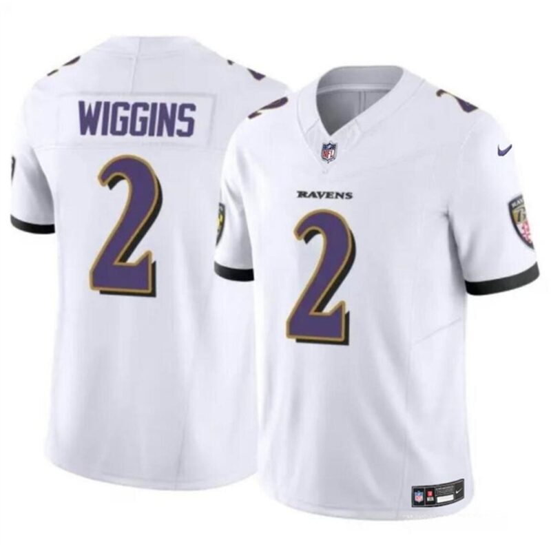 686157f21924d_1 Youth Baltimore Ravens #2 Nate Wiggins White 2024 Draft F.U.S.E Vapor Limited Football Jersey