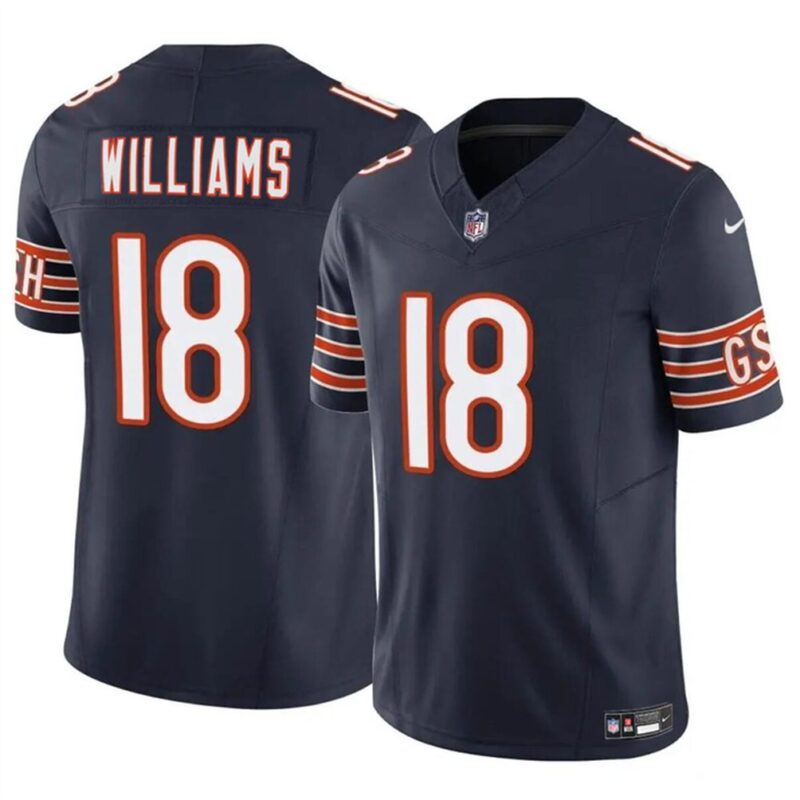 686157f955018_1 Youth Chicago Bears #18 Caleb Williams Navy 2024 Draft F.U.S.E Vapor Stitched Football Jersey
