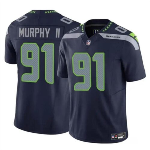 68615826af61d_1 Men's Seattle Seahawks #91 Byron Murphy II Navy 2024 Draft F.U.S.E Vapor Limited Stitched Football Jersey