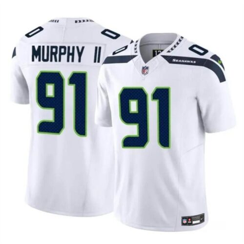 6861582c1ba20_1 Men's Seattle Seahawks #91 Byron Murphy II White 2024 Draft F.U.S.E Vapor Limited Stitched Football Jersey