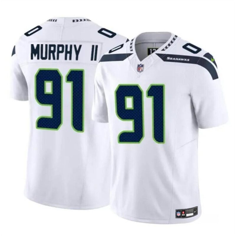 6861582c1ba20_1 Men's Seattle Seahawks #91 Byron Murphy II White 2024 Draft F.U.S.E Vapor Limited Stitched Football Jersey