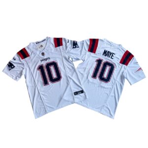 6861583e8b1f5_1 Men's New England Patriots #10 Drake Maye White 2024 Draft F.U.S.E Vapor Limited Stitched Football Jersey