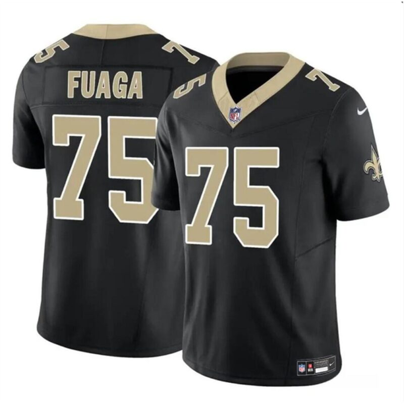 68615841afd4f_1 Men's New Orleans Saints #75 Taliese Fuaga Black 2024 Draft F.U.S.E Vapor Limited Stitched Football Jersey