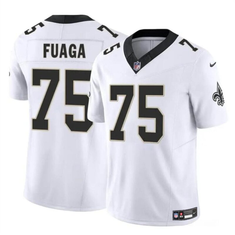 68615844666a8_1 Men's New Orleans Saints #75 Taliese Fuaga White 2024 Draft F.U.S.E Vapor Limited Stitched Football Jersey