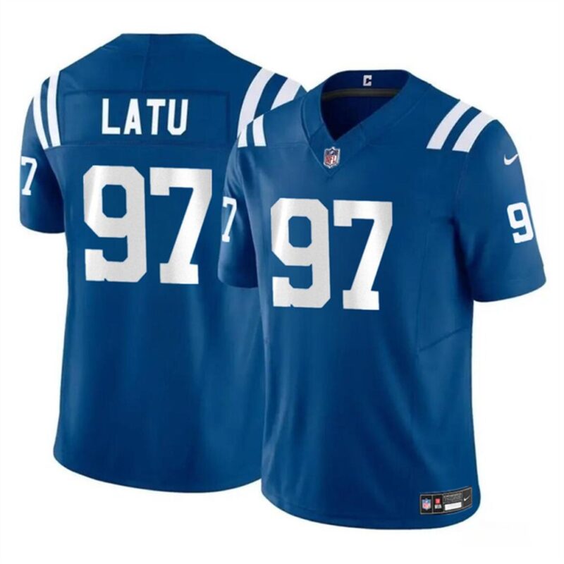 686158a9e9292_1 Men's Indianapolis Colts #97 Laiatu Latu Blue 2024 Draft F.U.S.E. Vapor Limited Stitched Football Jersey