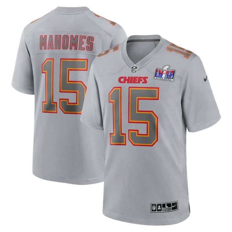 68615a1f994b5_1 Men's Kansas City Chiefs #15 Patrick Mahomes Gray Super Bowl LVIII Atmosphere Fashion Game Jersey