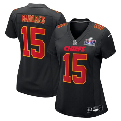 68615a25632b9_1 Women's Kansas City Chiefs #15 Patrick Mahomes Black Super Bowl LVIII Carbon Fashion Game Player Jersey