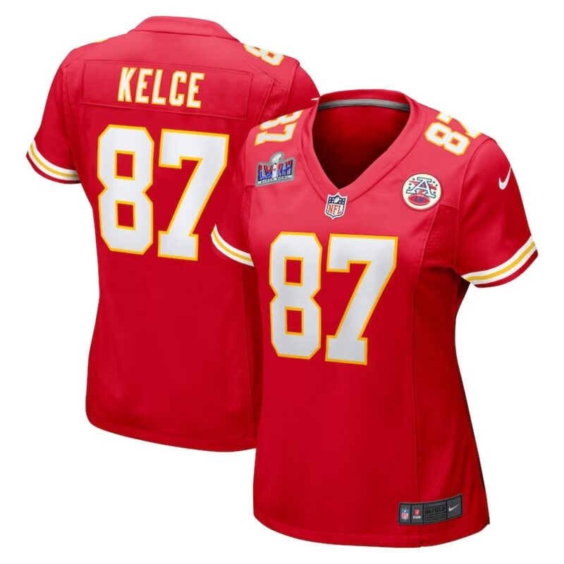 68615a3eb55ea_1 Women's Kansas City Chiefs #87 Travis Kelce Red Super Bowl LVIII Game Jersey